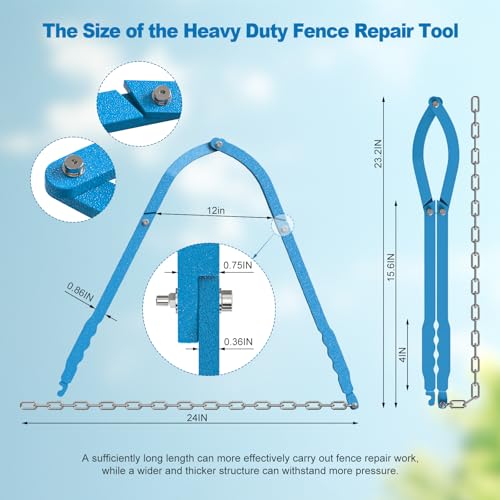 Heavy Duty Fence Repair Tool - 5.5LB, Barb Wire Tightener with Ergonomic Handles, Fence Stretcher Repair Fixer for Farms, Ranches, and Various Household Fences