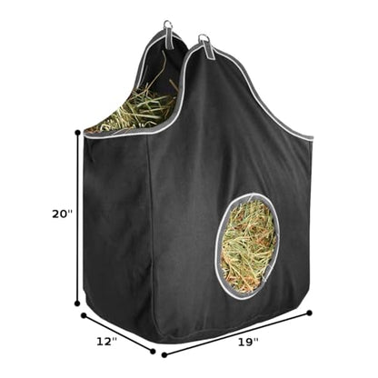 Tahoe Tack Pair of 2 Extra Wide 19" x 12" x 20" Canvas Hay Bags for Horses and Livestock Fits 3-4 Large Flakes of Hay (Hunter Green) - color: Hunter Green