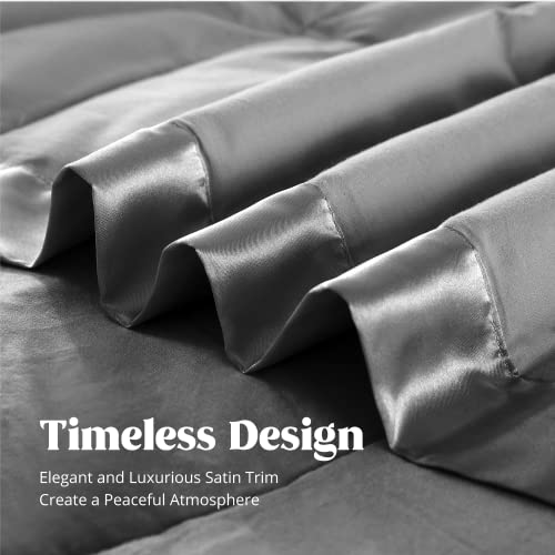 puredown® Blankets King Size - Soft Lightweight Down Blanket for Bed, Cozy Warm Luxury Bed Blanket with Satin Trim, Dark Gray (108"X90") - color: 03 Dark Gray, size: King