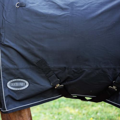 Country Pride Glacier Rainsheet, Waterproof Windproof Horse Blanket, 600D Cordura Outer Shell, Smooth Nylon Lining, Shoulder Gussets, Double Buckle Front, Adjustable Leg Straps, Tail Cover (76) - size: 76