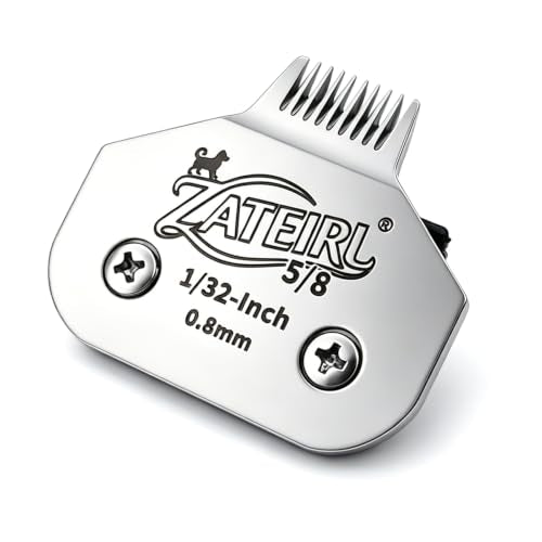 Size 5/8 Detachable Pet Grooming Clipper Blade with Steel Cutter, 1/32 Inch 0.8mm Cut Length, Silver, Compatible with Andis, Oster A5, Wahl KM10, 1 Pack - color: Silver, size: 5/8# 0.8mm