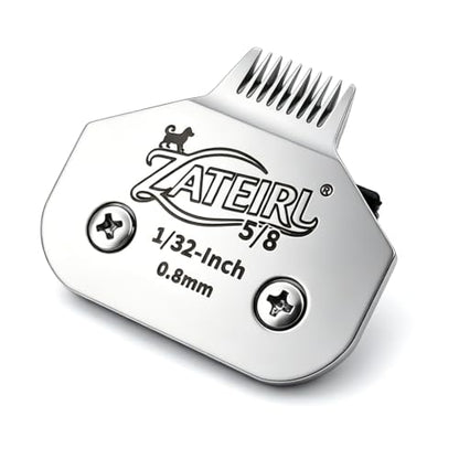 Size 5/8 Detachable Pet Grooming Clipper Blade with Steel Cutter, 1/32 Inch 0.8mm Cut Length, Silver, Compatible with Andis, Oster A5, Wahl KM10, 1 Pack - color: Silver, size: 5/8# 0.8mm