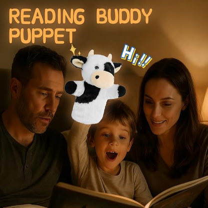 Animal Puppet Cow Hand Puppets Speech Therapy Tool Preschool Classroom Supply Interactive Story Time Educational Stuffed Farm Animal - color: Dairy Cow