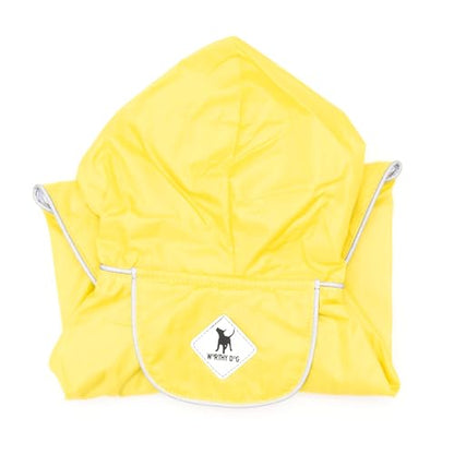 THE WORTHY DOG Seattle Slicker Raincoat with Harness Hole and Hood, Yellow | Wind & Water-Resistant Nylon Outershell, adjustable touch fasteners, soft cotton lining with Rubber Duck print, Yellow, Small - color: Yellow, size: Small