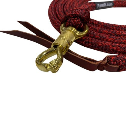 PARELLI 12 Foot Training Rope - Strong Everyday Use All-Purpose Horse Lead Rope with Loop & Latigo Popper | 9/16" Diameter Smooth Yachting Braid, Burgundy Red Blend - color: Burgundy Red Blend