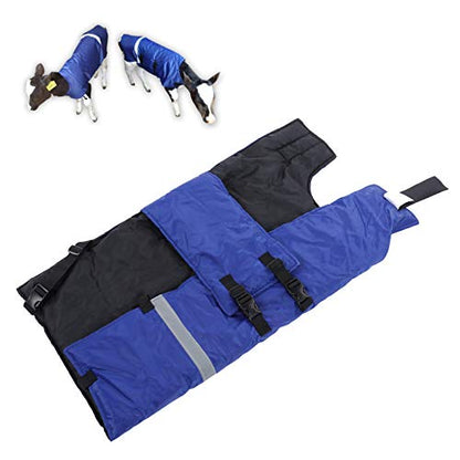 39 x 35 Inch Waterproof Calf Blanket, for Cold Winter to Keep Calves Warming, with Reflective Strip and Quick Release Buckles, Windproof Oxford Cloth for Calf Goat Horse Coat Jacket