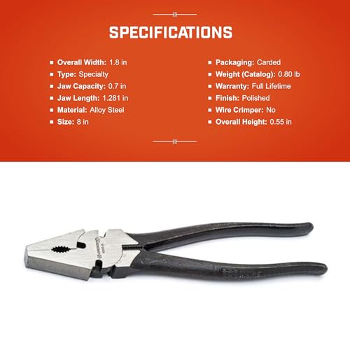 APEX Tool CRESCENT PLIER,8",Button (10008VN-05)