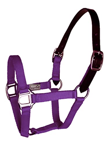 Break Away Adjustable Leather Foal Nylon Halter - color: Purple