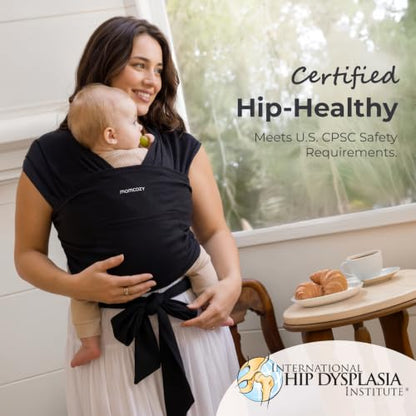 Momcozy Baby Wrap Carrier, Easy-On 2-Piece Design, Newborn to 33 lb - color: Black