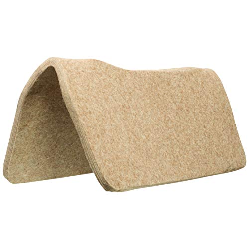 Weaver Equine 30" x 30" Contoured Wool Blend Felt Horse Saddle Pad Liner, Shock Absorbing Western Saddle Pad Protection, Durable Equine Supplies, Tan - style: 3/4" Thick