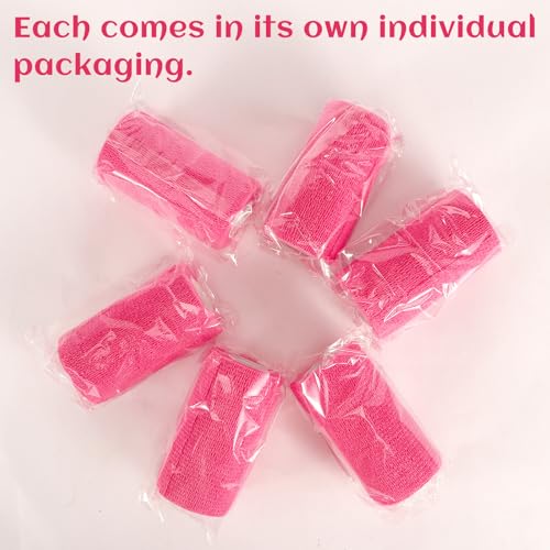 6 Rolls Elastic Self Adhesive Bandage Wrap 4 Inch, Breathable Non Woven Cohesive Bandage, Vet Wrap for Dogs, Ankle Sprains Swelling Medical First Aid Tape, Sports Athletic Tape Hot Pink - color: 4 Inch-6 Count Hot Pink