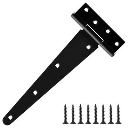 TDCHINGES T Strap Black Gate Door Hinges 10 Inch for Barn Shed 2.5mm 2 Pack - size: 2Pack-10inch