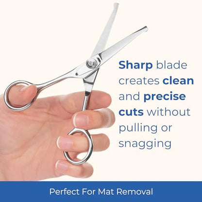 Pet Grooming Scissors Set - Round Tip Shears for Dogs & Cats