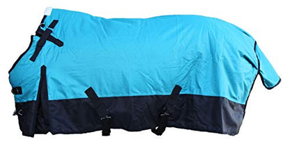 Challenger 1200D Horse Turnout Waterproof Heavy Weight Winter Blanket 5EE10G - color: Turquoise/Black, size: 76 inches