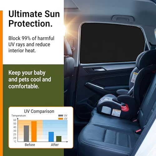 4 PCS Car Side Window Sun Shade, Sunproof Heat Insulation Car Window Shades, Portable Adsorption Front Rear Privacy Protection Cover, Universal for Most Vehicles (Silver) - color: Silver