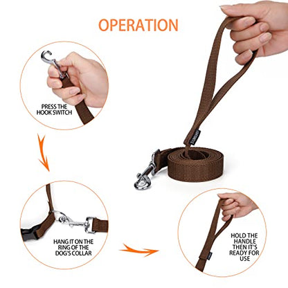 Strong Durable Nylon Dog Training Leash, 1 Inch Wide Traction Rope, 6 ft 10ft 15ft Long, for Small and Medium Dog (Brown, 6 Feet) - color: Brown, size: 6 Feet