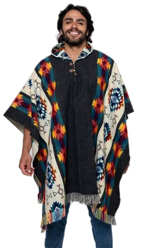 Alpaca Land, Handmade Ecuadorean Alpaca Wool Ponchos - color: Grey Ambato