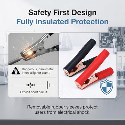 4 PCS 100A 90mm Car Battery Alligator Clips, Electrical Heavy Duty Alligator Clamps, Battery Replacement Cable Metal Spring Loaded Jumper Clips for Vehicles Boats (Red & Black) - color: Black&red