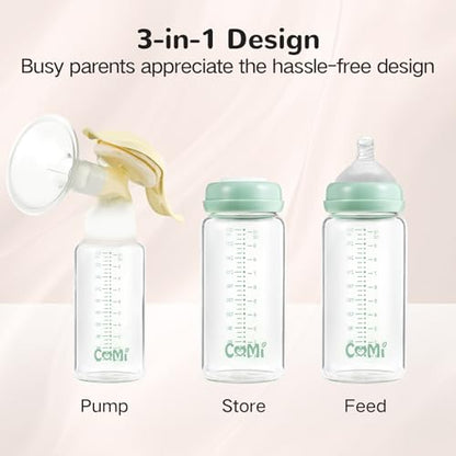 COMI Wide Neck Glass Breastmilk Collection n Storage Bottle, 2 Packs,10oz with Screw Ring Sealing Disk,Re-markable Sealing Disc,BPA Free,Fits Breast Pumps&Nipples(2 Green Lids) - style: 300ml 2Green