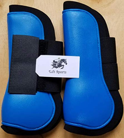 Horse Tendon & Fetlock Boots Jumping Leg Protection Boots Light Weight Support Open Front Brushing (Blue (Set of 4))