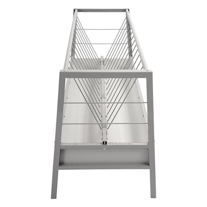 HECASA Livestock 2-in-1 Hay & Grain Feeder Storage and Dispensing Feed Pan | 55 Gallon Capacity Livestock Hay Feeders for Goats, Sheep, Horses Steel Powder Coated Silvery - size: Silvery