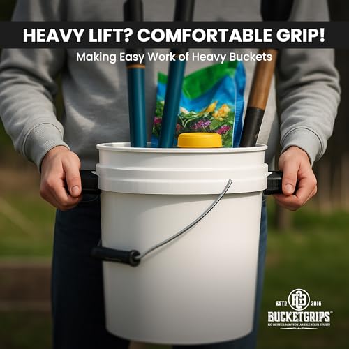 Heavy-Duty Bucket Handle Grips – Ergonomic Pair for Buckets, Easy-Carry Comfort Side Handles, Fits Most Standard Bucket Sizes Including 5-Gallon