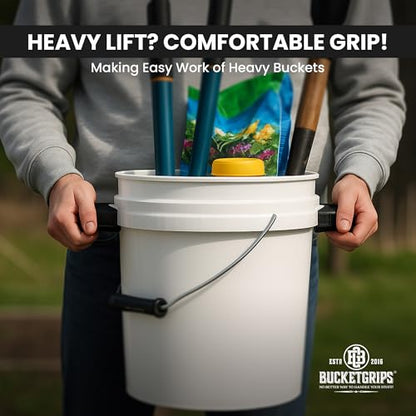 Heavy-Duty Bucket Handle Grips – Ergonomic Pair for Buckets, Easy-Carry Comfort Side Handles, Fits Most Standard Bucket Sizes Including 5-Gallon