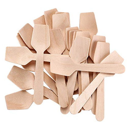 Gmark 1.5mm Extra-Thick Mini Wooden Spoons (4 Inch) – 100 Count Heavy Duty Square End Tasting Spoons – Sturdy No-Snap Birch Wood Samplers for Gelato, Yogurt & Desserts – Eco-Friendly GM1101A