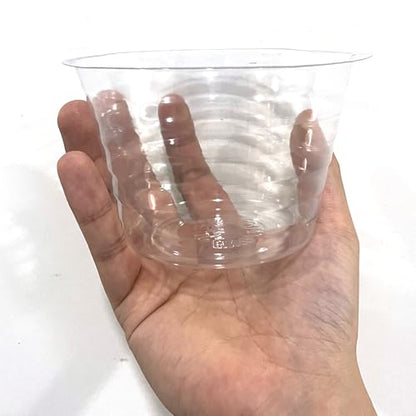 MECCANIXITY Plant Pot Saucer 5 Inch Plastic Round Flower Drip Tray for Indoor Outdoor, Clear Pack of 20 - size: 12.7x8cm