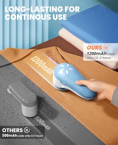 POPCHOSE Fabric Shaver, Lint Shaver with 6-Leaf Blade, Rechargeable - color: Light Blue