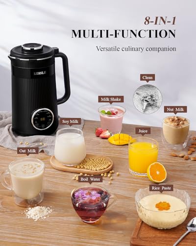 KIDISLE 32oz Automatic Nut Milk Maker Machine, Self-Cleaning & Delay Start | 8 in 1 Plant-Based Beverage Maker for Almond, Soy, Oat, Coconut & Rice Paste / No Soaking / 2H Keep Warm / Boil Water