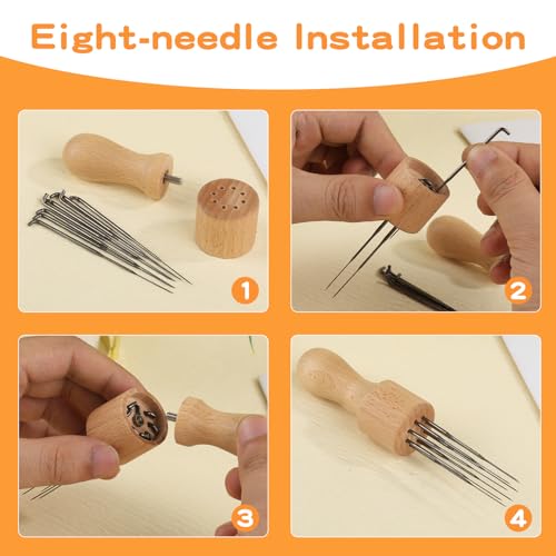 Mayboos Felting Needle Tools with Eight Felting Needles Wooden Handle