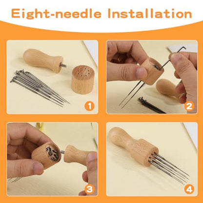 Mayboos Felting Needle Tools with Eight Felting Needles Wooden Handle