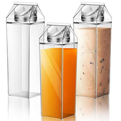Remerry 3 Pcs Milk Carton Container, Square Acrylic Plastic Clear - color: Clear, size: 34 oz