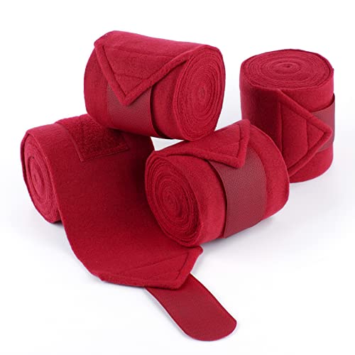 Horse Polo Wraps 2.5m Equestrian Leg Bandage Wrap Set of 4 Packs - color: Red - 2.5m