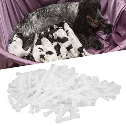 ZJchao Umbilical Cord Clamp 100pcs Disposable Whelping Set for Pig Puppy Kittens Cow Sheep - Anti-Slip Serrated Umbilical Cord Clips Clamps