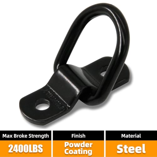 24 PCS D Ring Tie Down Anchors 1/4" Heavy Duty Trailer Anchor Lashing Rings 2400 lbs for Trailer Truck Bed Cargo Bracket Enclosed Points Pickup Camper Tie Down Straps, Black - size: Black 24PCS