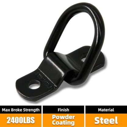 24 PCS D Ring Tie Down Anchors 1/4" Heavy Duty Trailer Anchor Lashing Rings 2400 lbs for Trailer Truck Bed Cargo Bracket Enclosed Points Pickup Camper Tie Down Straps, Black - size: Black 24PCS