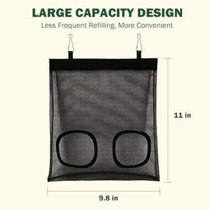 Mesh Guinea Pig Hay Feeder Bag for Guinea Pigs Rabbits Chinchillas, Hanging 2-Hole Hay Dispenser Breathable Wear-Resistant (Black) - color: black