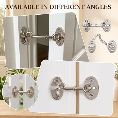 2 Pieces 2.75 Inch Brass Hook and Eye Latch Gate Door Latch, Satin Nickel - color: Satin Nickel, size: 2.75 Inch