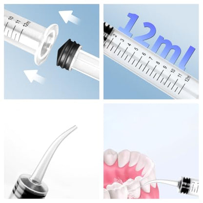 10 Pack Dental Syringes with Curved Tip Disposable Gradient Dental Irrigation Syringes for Oral Dental Care Tonsil Stone Removal Laboratory Feeding Small Pets Curved Measurable (12ml, transparent, 10)