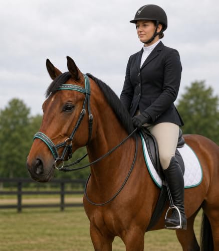 CHALLENGER Horse Western Horse Western English Leather Bitless Sidepull Bridle Reins Turquoise 7708TR-C