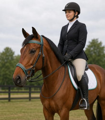 CHALLENGER Horse Western Horse Western English Leather Bitless Sidepull Bridle Reins Turquoise 7708TR-C