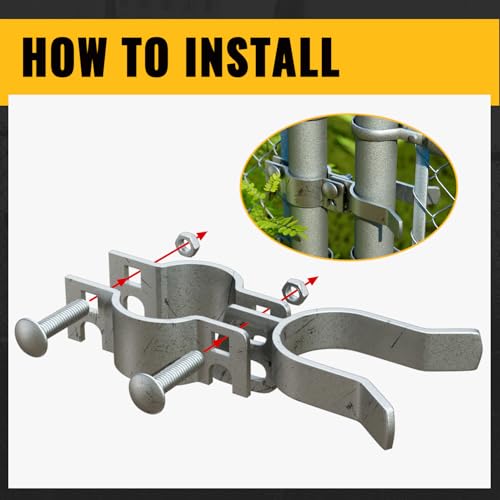 VIVIDA 1-3/8" x 2-3/8" Chain Link Gate Hinge Kit, Chain Link Gate Hardware | Include 1-3/8" x 2-3/8" Fence Gate Hinge Kit, 1-3/8" x 2-3/8" Chain Link Gate Latch, Galvanized Steel - size: 1-3/8" × 2-3/8" (SILVER)
