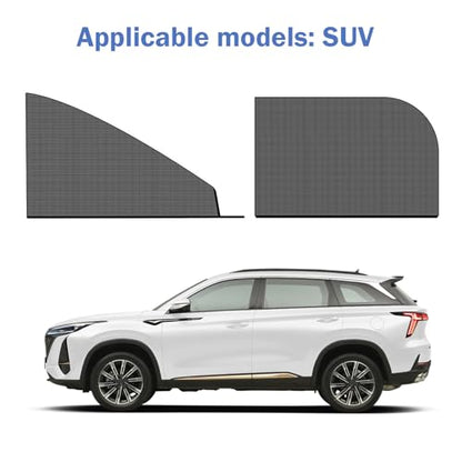 SLIMI 4 PCS Car Window Screens, Sunshade and Breathable Sun Screen Mesh,Multifunctional Double Layer Front and Rear Side Window Privacy Protection Car Window Shades Mesh, for Most SUVs (Black)