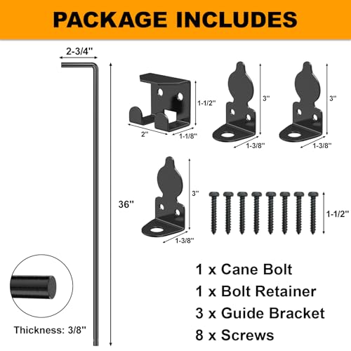 36" Cane Bolt Drop Rod for Gate, Heavy Duty Gate Latch 1 Pack - color: 36"-Black, size: 1 Pack