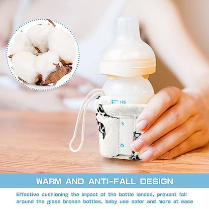 Baby Bottle Sleeve Infant Milk Bottle Pouch Thermal Cover Washable Anti Drop Baby Feeding Bottle Holder Glass Nursery Bottles Insulator Cover (Small,for 150ml bottles)