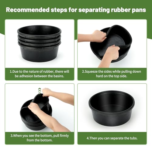 2Pcs Rubber Feed Pan, 1 Gallon Horse Feed Bucket - color: Black-4Quart, size: 2PCS