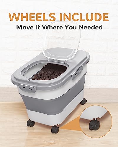 20-23 Lbs Dog Food Storage Container,Collapsible Dog Food Container - color: Grey