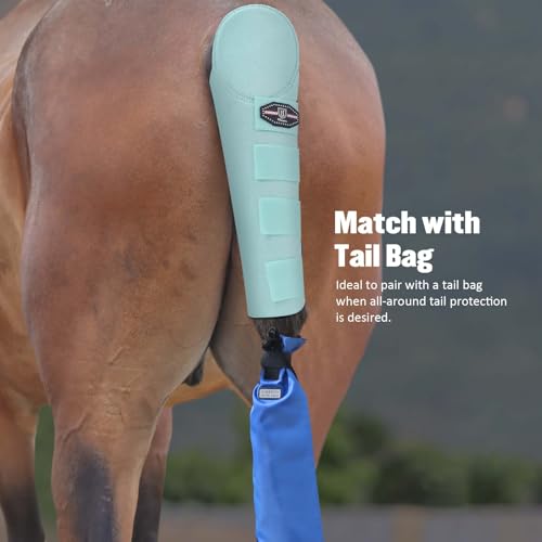 Harrison Howard Adjustable Touch Fasteners Quality Neoprene Versatile Horse Tail Guard Equine Tail Wrap - color: Mint